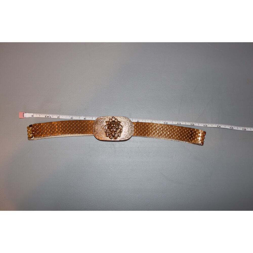 Ann Klein VTG Gold Tone Fish Scale Belt Stretchy Waistband Boho Maxi OS